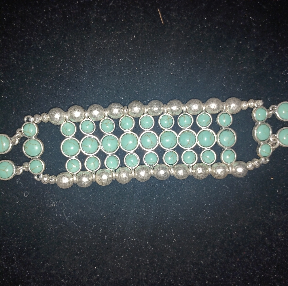 Lucky brand silver & turquoise bracelet
